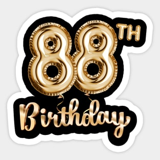 88th Birthday Gifts - Party Balloons Gold Sticker